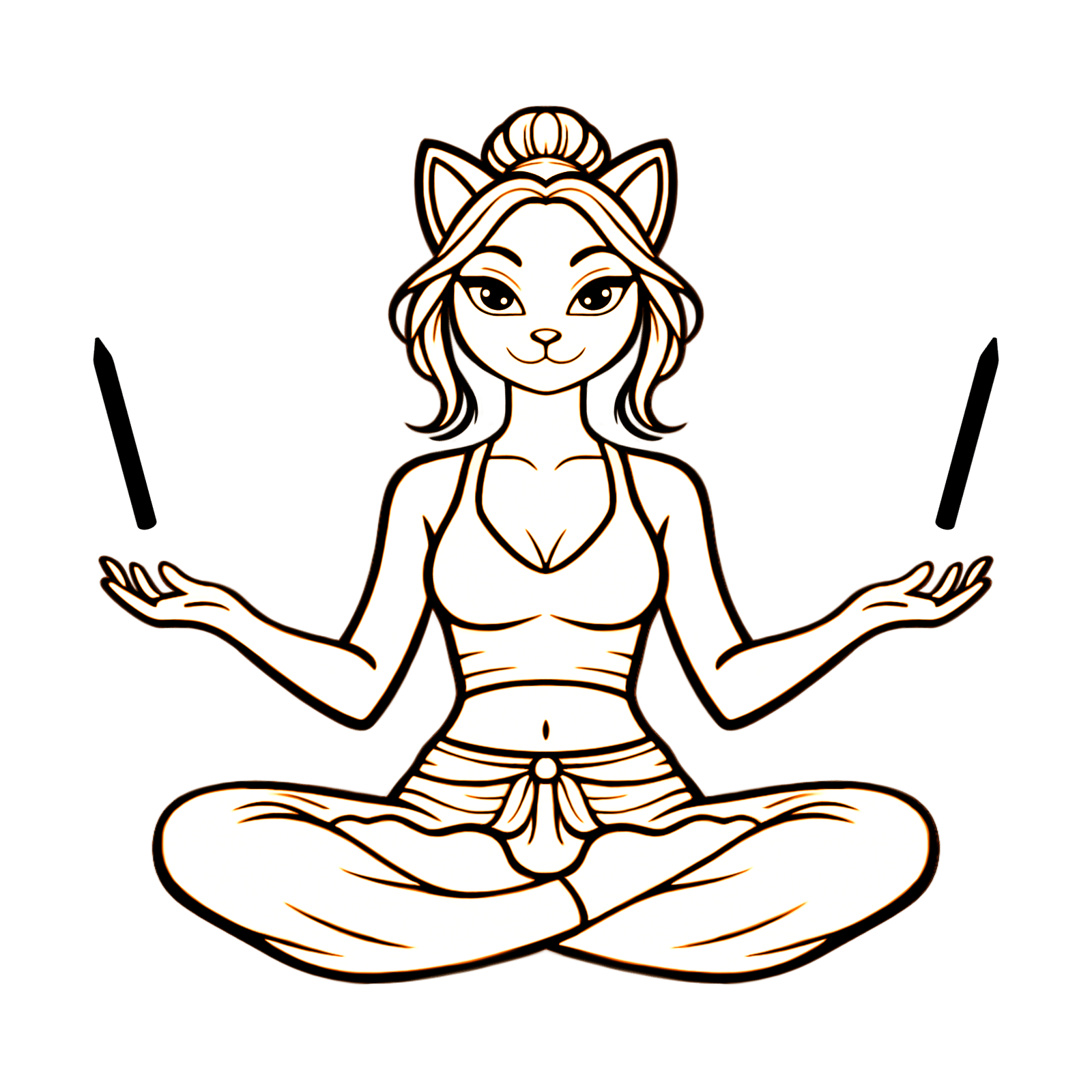 Zen cat meditation art in lotus pose
