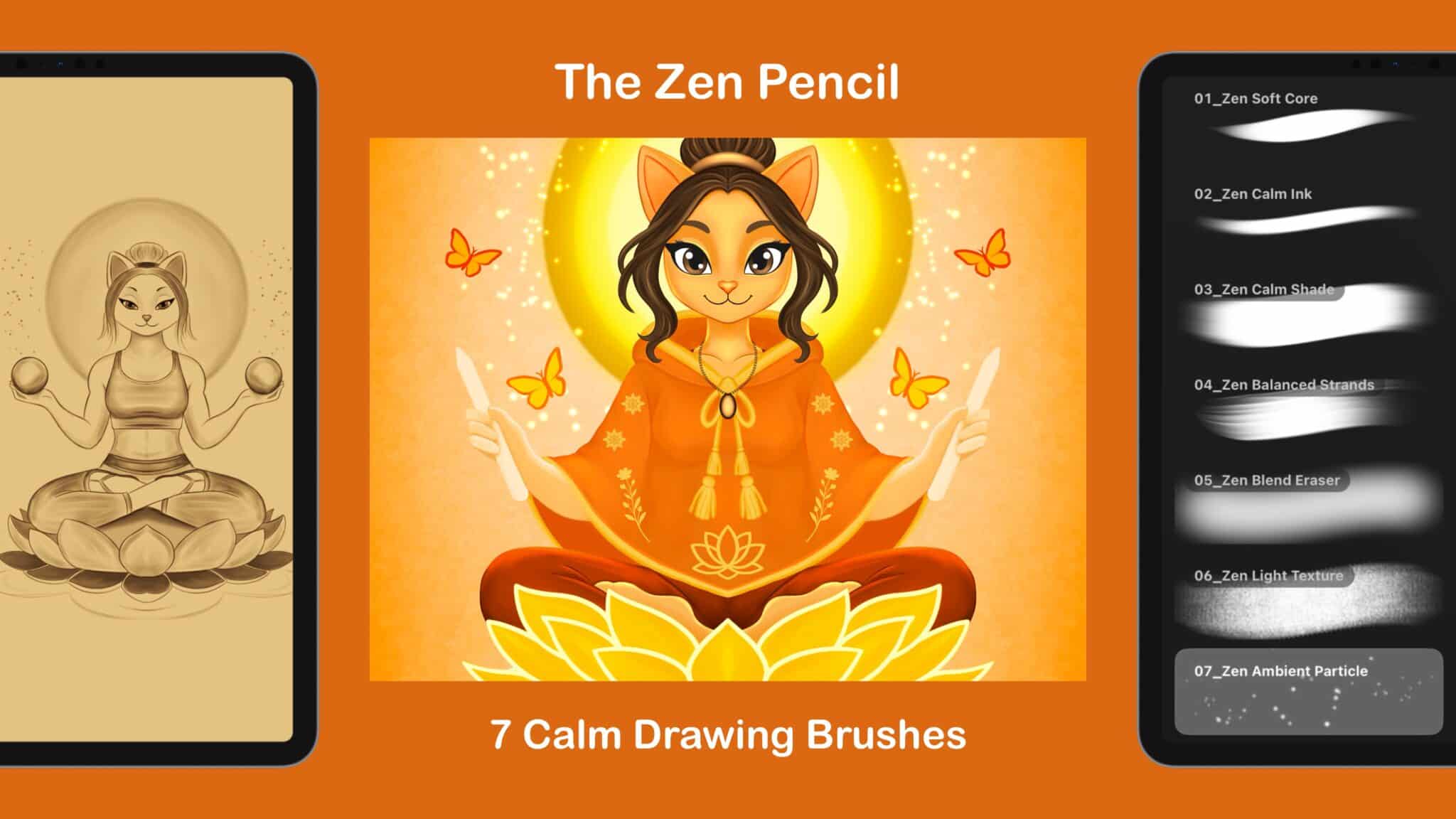 Procreate Zen drawing brushes for calm smooth artwork