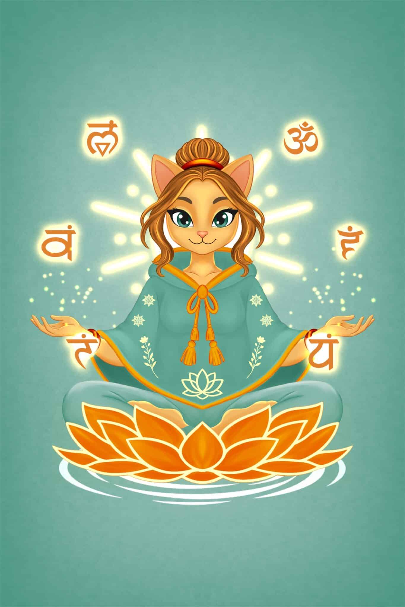 Zen Cat in tree pose 3 Item Art Challenge