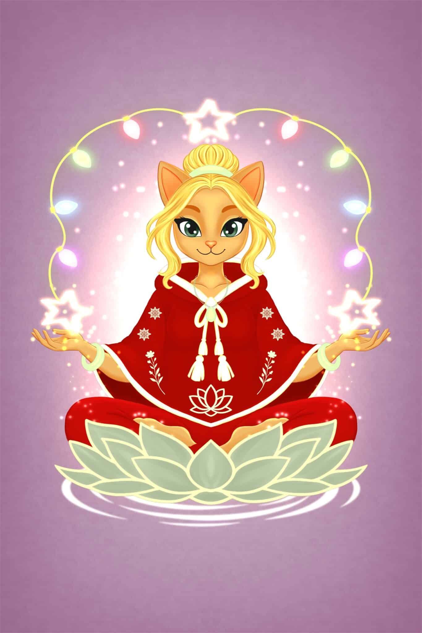 Zen Cat Christmas energy 3 Item art Challenge