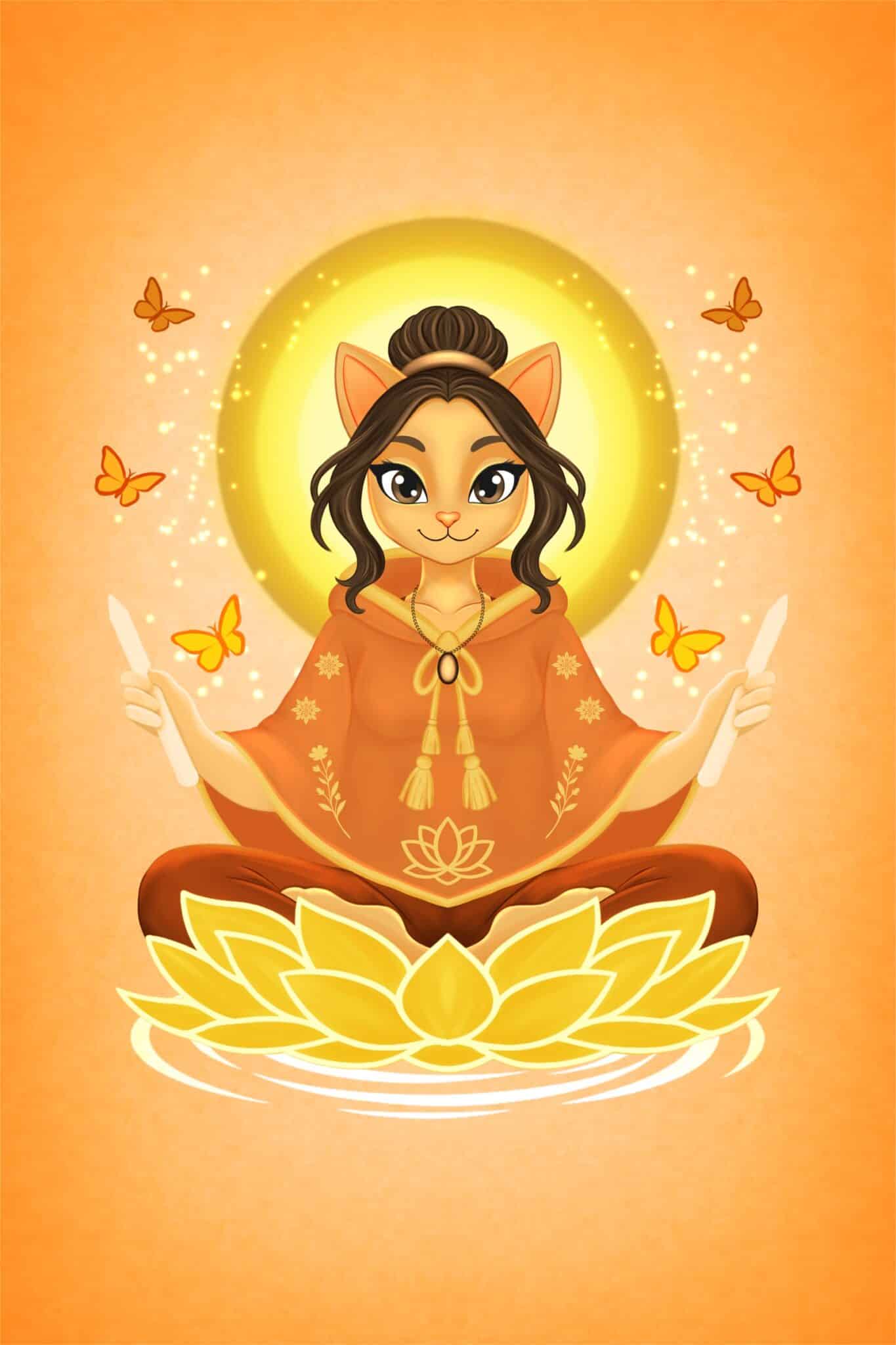 Zen Cat meditation artwork with spiritual energy