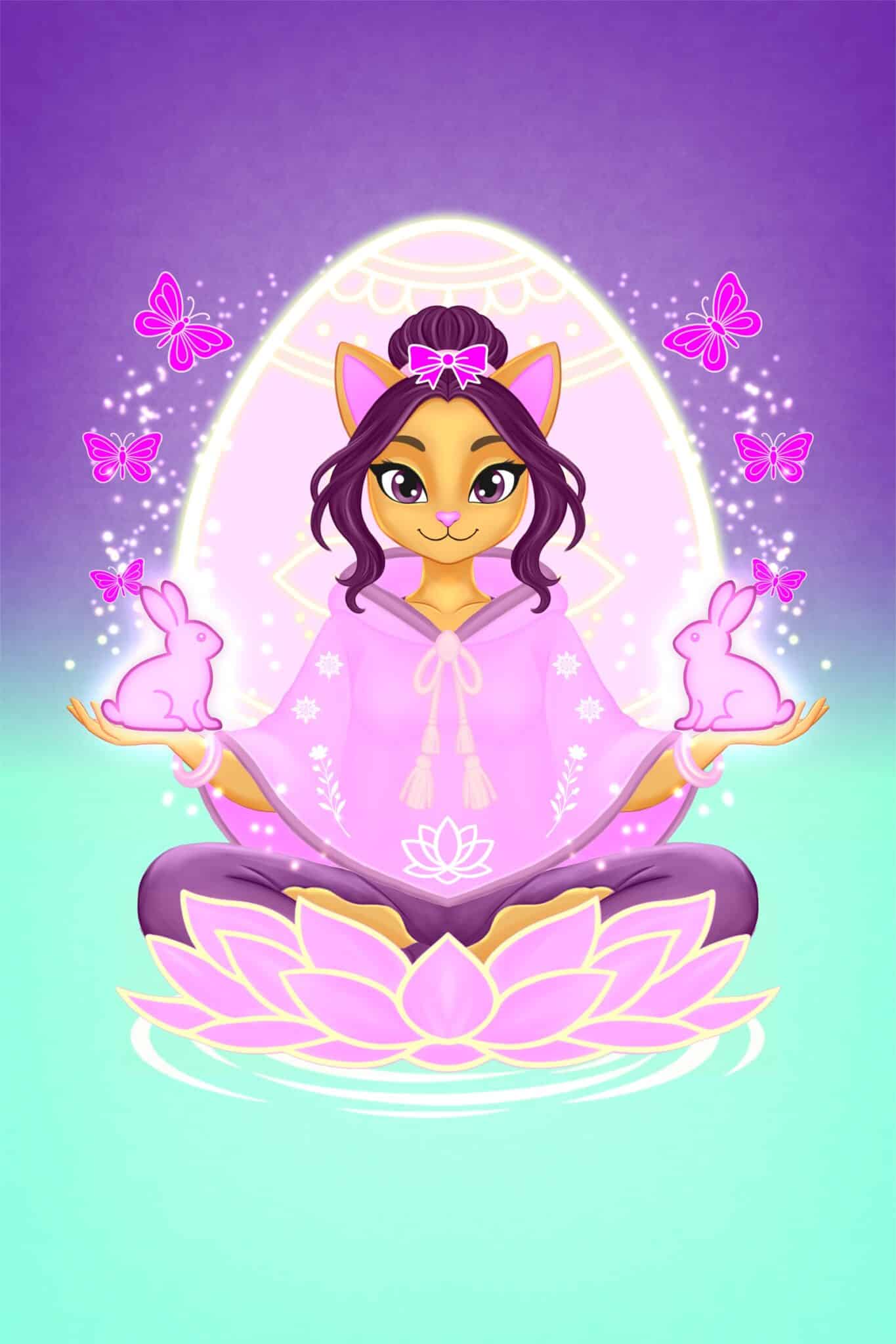 Zen Cat feminine energy meditation 3 Item Art Challenge